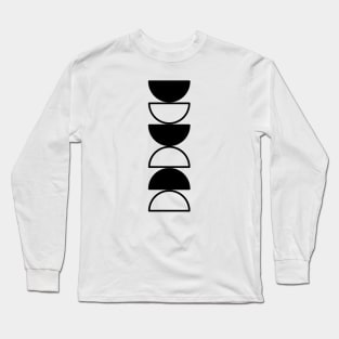 Minimalist Modern Geometric Black and White Moon Shape Long Sleeve T-Shirt